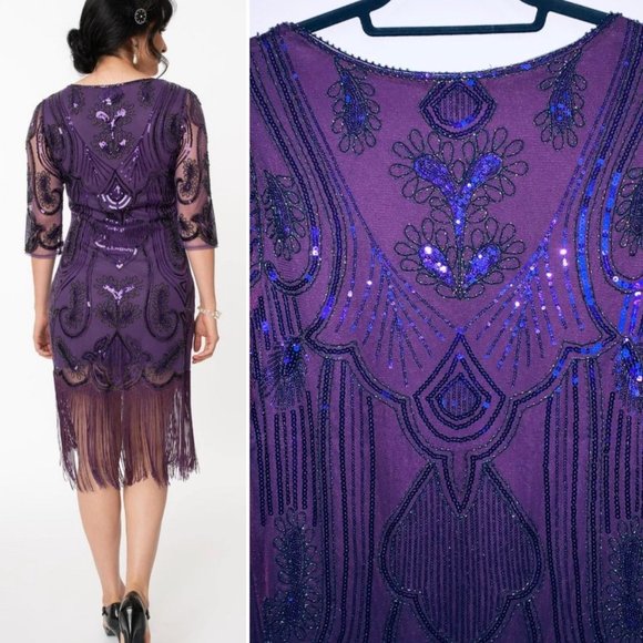 💃 Unique Vintage Sequin Margaux Fringe Dress NWT 🎉HOST PICK✨ - Picture 7 of 16